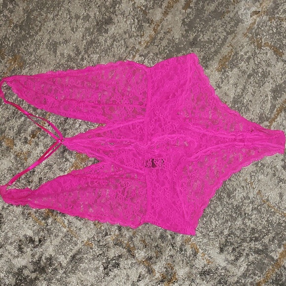 Victoria's Secret Hot Pink Lace Teddy Large - Picture 3 of 7